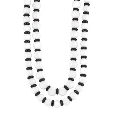 Lot 490 - Pair of White and Black Onyx Bead Necklaces
