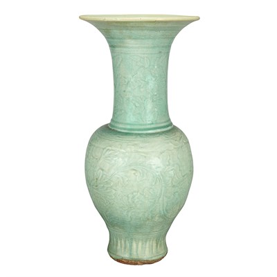 Lot 64 - Chinese Carved Longquan Celadon Vase Ming...