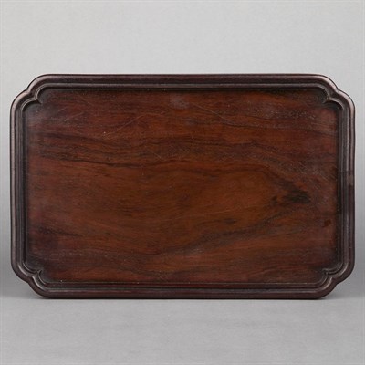 Lot 662 - Chinese Zitan Tray Of cut corner rectangular...