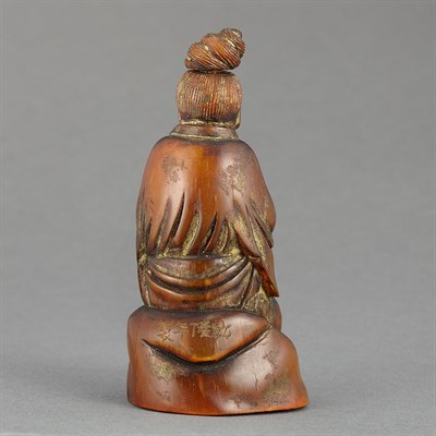 Lot 3 - Chinese Buffalo Horn Figure of Guanyin 19th...