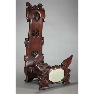 Lot 77 - Chinese Hardwood and Jade Stand 18th/19th...
