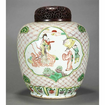 Lot 186 - Chinese Famille Verte Enameled Porcelain Jar...