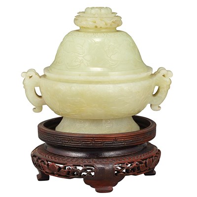 Lot 88 - Chinese White Jade Covered Censer 18th Century...