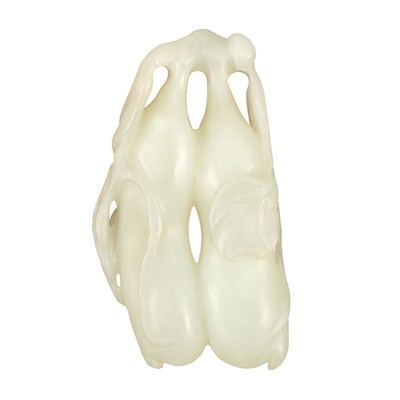 Lot 75 - Chinese White Jade Carving of Pea Pods...