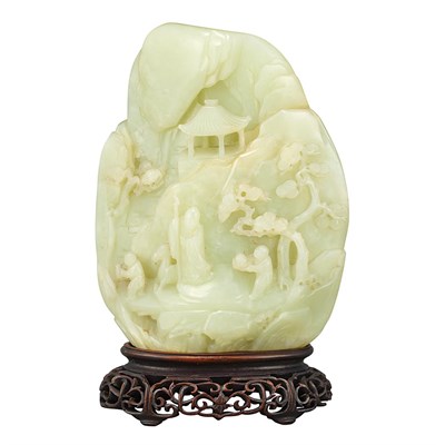 Lot 161 - Chinese White Jade Mountain Carving Qianlong...