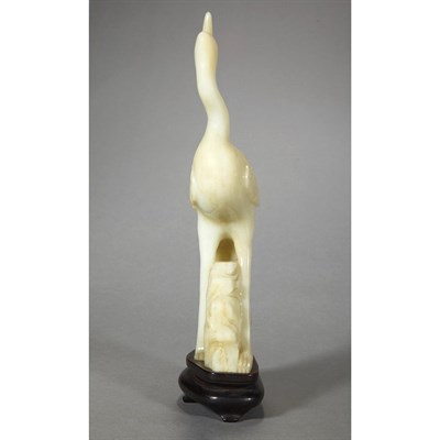 Lot 92 - Chinese White Jade Model of a Crane Early 19th...