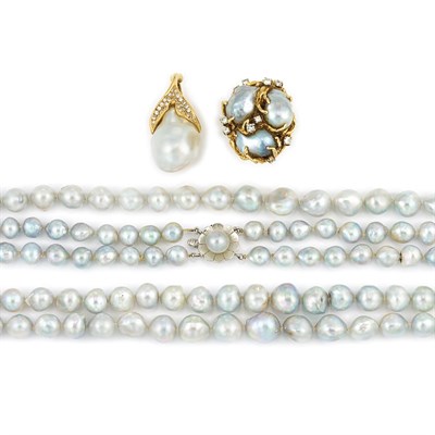 Lot 673 - Group of Gray Baroque Cultured Pearl Jewelry