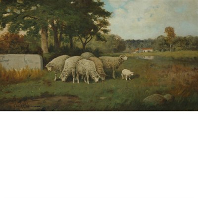 Lot 31 - Charles T. Phelan American, b. 1840 Sheep in a...