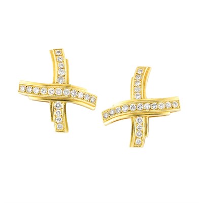 Lot 136 - Pair of Gold and Diamond Earrings