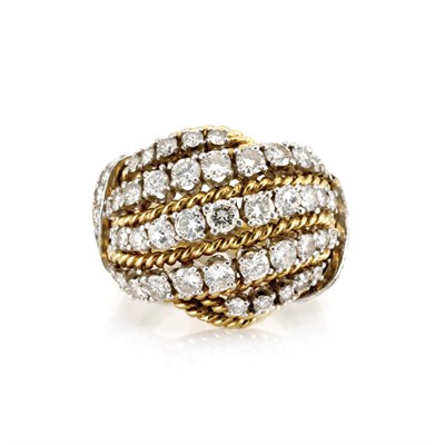 Lot 415 - Gold, Platinum and Diamond Bombe Ring