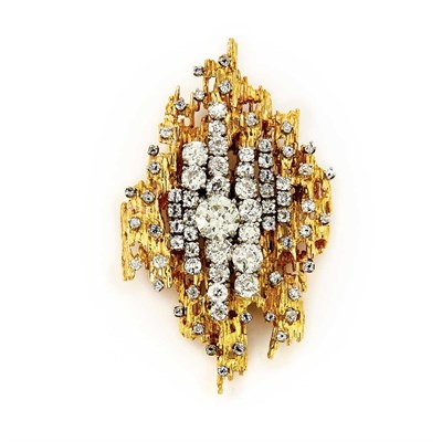 Lot 462 - Gold, Platinum and Diamond Pendant-Brooch