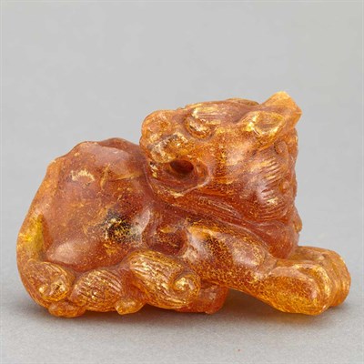 Lot 189 - Chinese Amber Figure of a Qilin 19th Century...