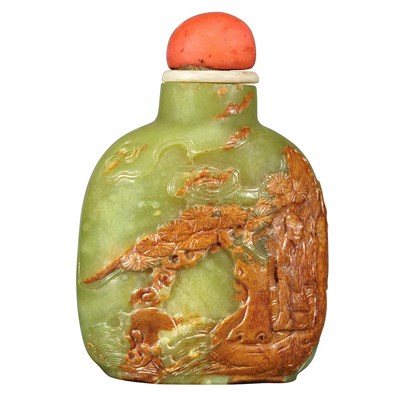 Lot 256 - Chinese Carved Russet and Celadon Snuff Bottle...