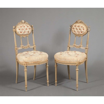 Lot 190 - Pair of Louis XVI Style Painted Ballroom Side...
