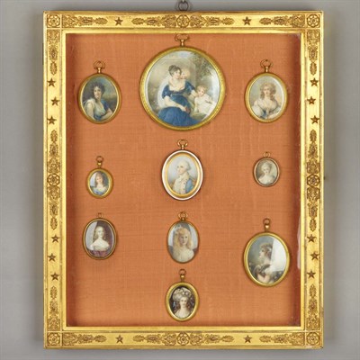 Lot 216 - Group of Framed Miniature Portraits 19th/20th...