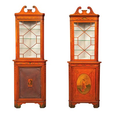 Lot 174 - Pair of Edwardian Style Painted Satinwood...