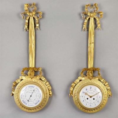 Lot 676 - Louis XVI Style Gilt-Bronze Cartel Clock and...