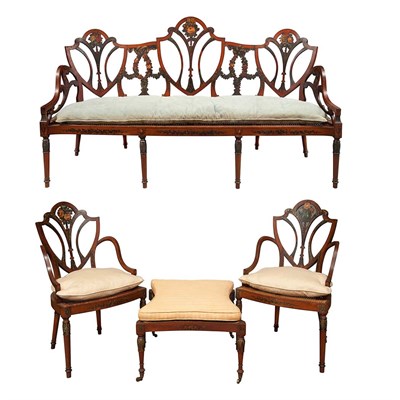 Lot 193 - Edwardian Painted Satinwood Salon Suite Circa...