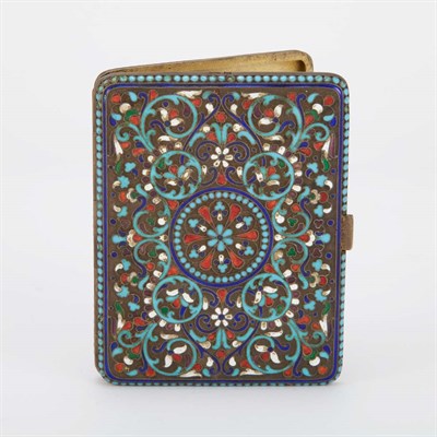 Lot 358 - Russian Cloisonne Enameled Silver Cigarette...