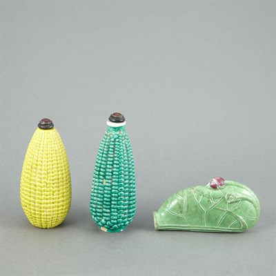 Lot 31 - Group of Three Chinese Porcelain Snuff Bottles...