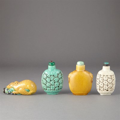 Lot 51 - Group of Four Chinese Porcelain Snuff Bottles...