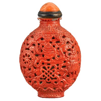 Lot 37 - Chinese Molded Porcelain Snuff Bottle 19th...