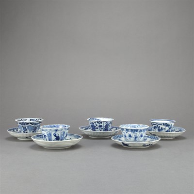 Lot 176 - Group of Five Chinese Blue and White Glazed...