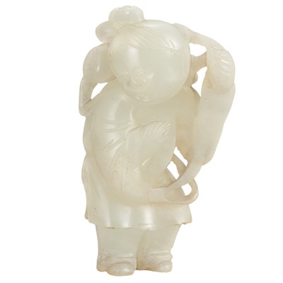 Lot 74 - Chinese White Jade Figure of a Boy 18th...
