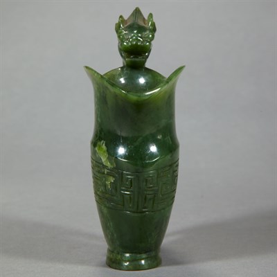 Lot 167 - Chinese Spinach Jade Pouring Vessel 19th...