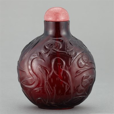 Lot 45 - Chinese Transparent Ruby Red Glass Snuff...