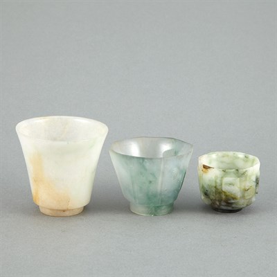 Lot 162 - Group of Three Chinese Jade Cups 19th/20th...