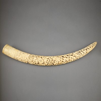 Lot 652 - Chinese Carved Ivory Tusk 19th Century Of long...