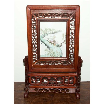 Lot 223 - Framed Chinese Famille Rose Porcelain Table...