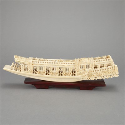 Lot 241 - Chinese Ivory Model of a Boat Late 19th/early...