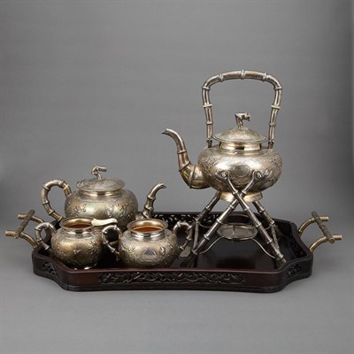 Lot 667 - Chinese Export Silver Tea Service Late Qing...