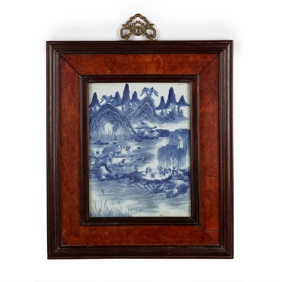 Lot 529 - Chinese Blue and White Glazed Porcelain Panel...