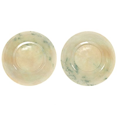 Lot 572 - Pair of Chinese Jadeite Dishes Each carved on...
