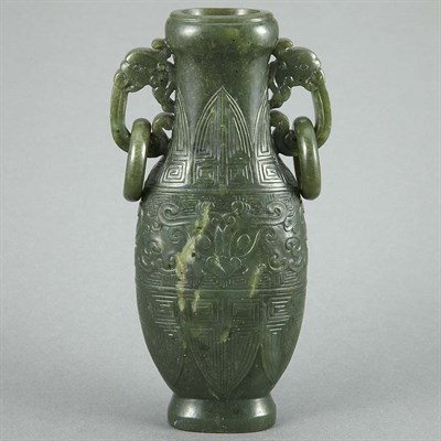 Lot 711 - Chinese Spinach Green Jade Vase 19th Century...