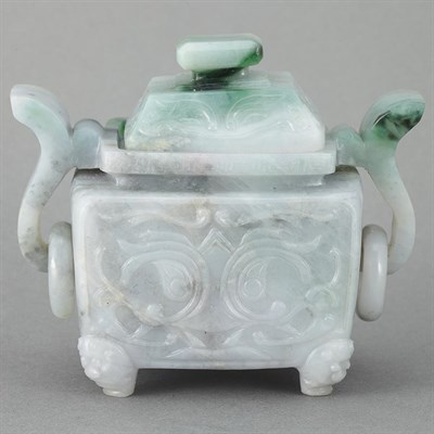 Lot 710 - Chinese Jadeite Censer 19th Century The square...