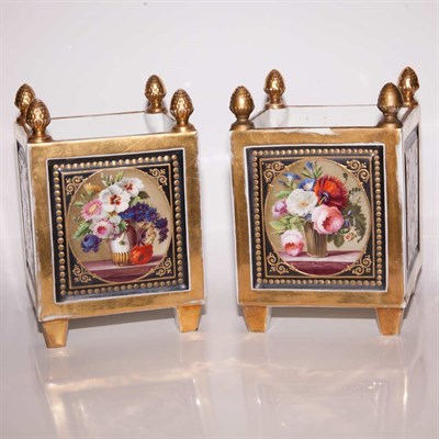 Lot 316 - Pair of English Porcelain Jardinieres Height 8...