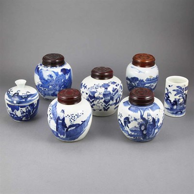 Lot 326 - Group of Seven Chinese Blue and White Vessels