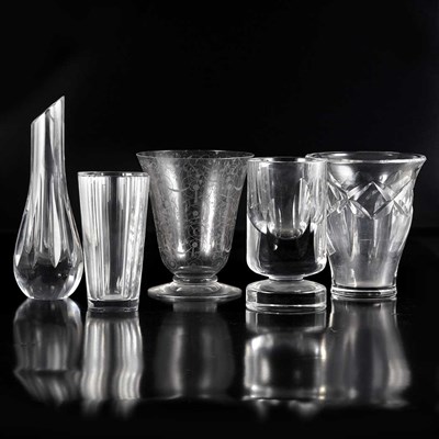 Lot 328 - Group of Four Baccarat Glass Vases Height of...