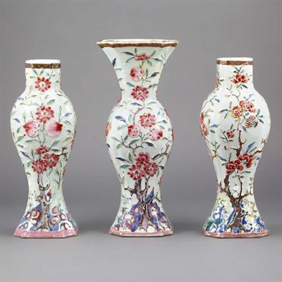 Lot 347 - Three Chinese Famille Rose Porcelain Vases...