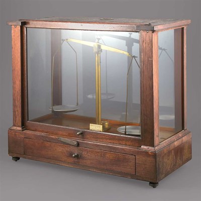 Lot 178 - American Oak and Metal Scale Height 17 inches,...