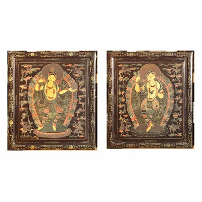 Lot 332 - Pair of Asian Lacquered Panels