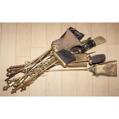 Lot 404 - Group of Brass Firetools