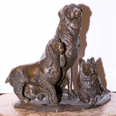 Lot 422 - Bronze Figural Group of Dogs Height 10 1/2...