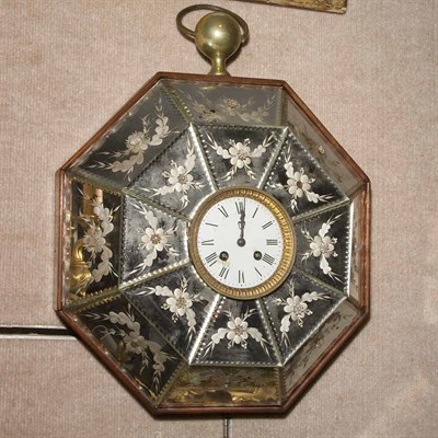 Lot 460 - Mirrored Glass Wall Clock Height 17 inches.