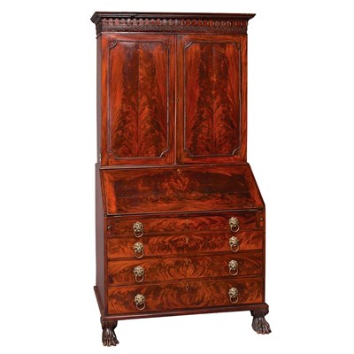 Lot 256 - George III Mahogany Bureau Bookcase Height 7...