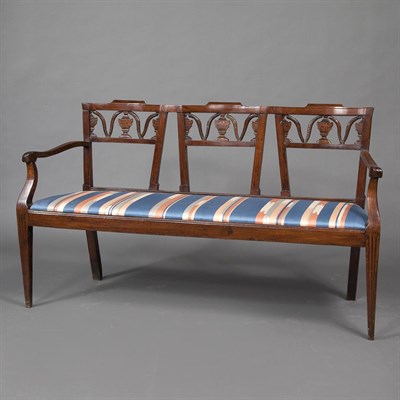 Lot 395 - Italian Neoclassical Walnut Triple Chairback...